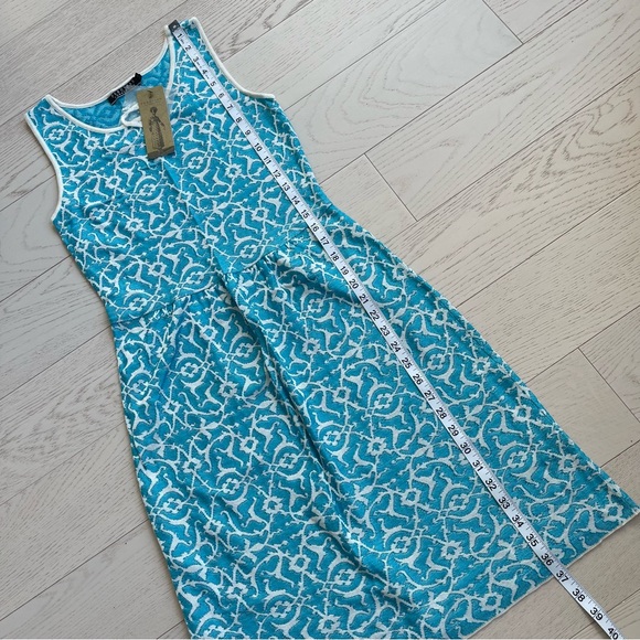 Peruvian Connection Blue White Woven Jacquard Pima Cotton Dress Bahia Sundress - Picture 15 of 15